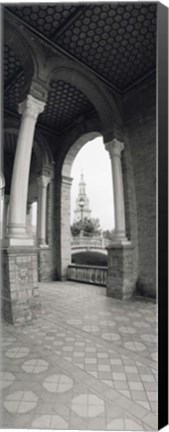 Framed Interiors of a plaza, Plaza De Espana, Seville, Seville Province, Andalusia, Spain Print