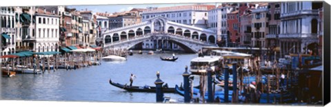 Framed Bridge across a river, Rialto Bridge, Grand Canal, Venice, Italy Print