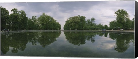 Framed Reflection of trees in a pond, Versailles, Paris, Ile-De-France, France Print