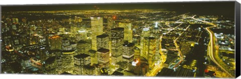 Framed High angle view of a city lit up at night, View from CN Tower, Toronto, Ontario, Canada Print