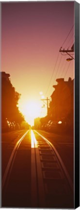 Framed Cable car tracks at sunset, San Francisco, California, USA Print