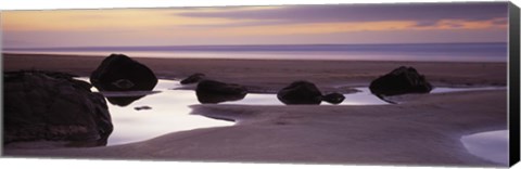 Framed Rocks on the beach, Sandymouth Bay, Bude, Cornwall, England Print