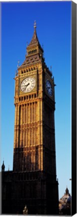 Framed Low angle view of a clock tower, Big Ben, Houses of Parliament, London, England Print