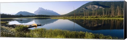 Framed Reflection of mountains in water, Vermillion Lakes, Banff National Park, Alberta, Canada Print