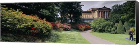 Framed Man standing in a formal garden near an art museum, National Gallery of Scotland, Edinburgh, Scotland Print