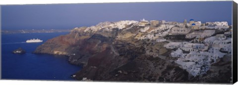 Framed Aerial view of a town, Santorini, Greece Print