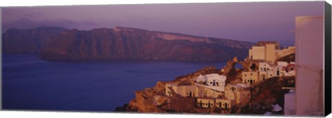 Framed High angle view of a town, Santorini, Greece (dusk) Print