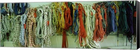 Framed Colorful braided ropes for sailing in a store Print