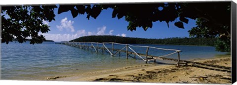 Framed Wooden dock over the sea, Vava&#39;u, Tonga, South Pacific Print