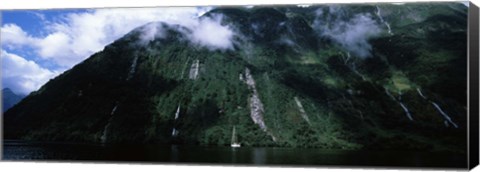 Framed Low angle view of a mountain, Milford Sound, Fiordland, South Island, New Zealand Print