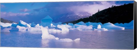 Framed Icebergs floating on water, Lago Grey, Patagonia, Chile Print