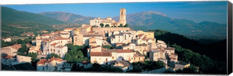 Framed High angle view of a town, Goriano Sicoli, L&#39;Aquila Province, Abruzzo, Italy Print