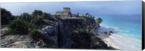 Framed Castle on a cliff, El Castillo, Tulum, Yucatan, Mexico Print