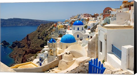 Framed High angle view of a church, Oia, Santorini, Cyclades Islands, Greece Print