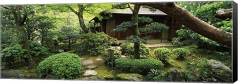 Framed Temple in a garden, Yuzen-En Garden, Chion-In, Higashiyama Ward, Kyoto, Kyoto Prefecture, Kinki Region, Honshu, Japan Print