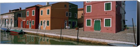 Framed Houses along a canal, Burano, Venice, Veneto, Italy Print