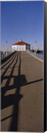 Framed Hut on a pier, Manhattan Beach Pier, Manhattan Beach, Los Angeles County, California (vertical) Print