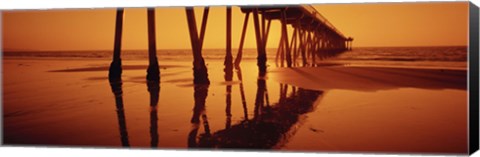 Framed Silhouette of a pier at sunset, Hermosa Beach Pier, Hermosa Beach, California, USA Print