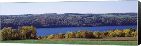 Framed Trees at the lakeside, Owasco Lake, Finger Lakes, New York State, USA Print