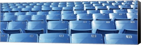 Framed Empty blue seats in a stadium, Soldier Field, Chicago, Illinois, USA Print