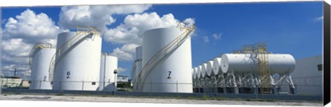 Framed Storage tanks in a factory, Miami, Florida, USA Print