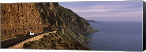 Framed Car on the mountainside road, Mt Chapman&#39;s Peak, Cape Town, Western Cape Province, South Africa Print