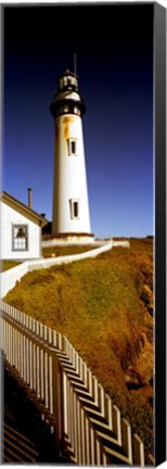 Framed Lighthouse on a cliff, Pigeon Point Lighthouse, California, USA Print