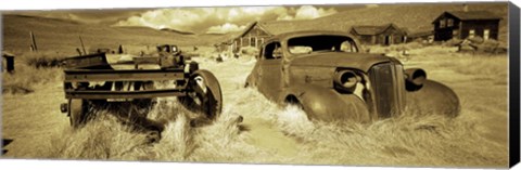 Framed Abandoned car in a ghost town, Bodie Ghost Town, Mono County, California, USA Print