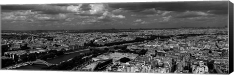 Framed Aerial view of a river passing through a city, Seine River, Paris, Ile-de-France, France Print