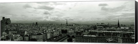 Framed Aerial view of a river passing through a city from Notre Dame de Paris, Seine River, Paris, Ile-de-France, France Print