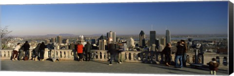 Framed Tourists at an observation point, Chalet du Mont-Royal, Mt Royal, Kondiaronk Belvedere, Montreal, Quebec, Canada Print