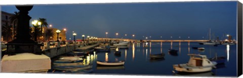 Framed Boats at a harbor, Bari, Itria Valley, Puglia, Italy Print