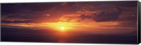 Framed Sunset over the sea, Aegina, Saronic Gulf Islands, Attica, Greece Print