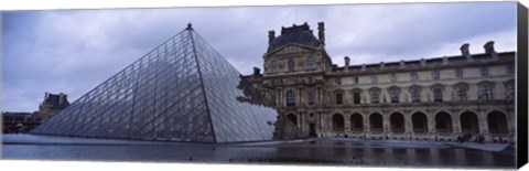 Framed Pyramid in front of a museum, Louvre Pyramid, Musee Du Louvre, Paris, France Print