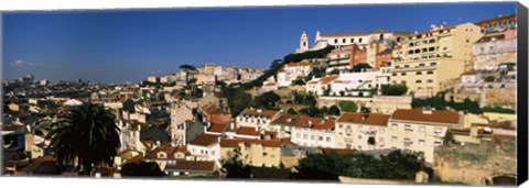 Framed Buildings on the slopes of a city, Alfama, Lisbon, Portugal Print