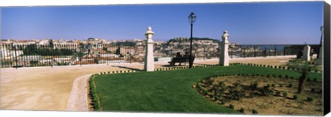 Framed Formal garden in a city, Alfama, Lisbon, Portugal Print