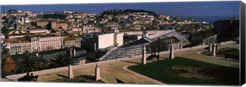 Framed View of city and hill top, Alfama, Lisbon, Portugal Print