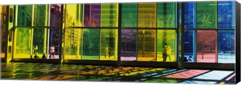 Framed Multi-colored glass in a convention center, Palais De Congres De Montreal, Montreal, Quebec, Canada Print