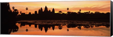 Framed Silhouette of a temple, Angkor Wat, Angkor, Cambodia Print