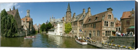 Framed Buildings at the waterfront, Rozenhoedkaai, Bruges, West Flanders, Belgium Print