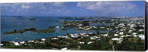 Framed Buildings along a coastline, Bermuda Print