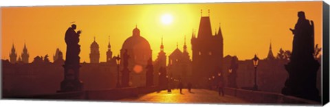 Framed Sunset over Charles Bridge, Prague, Czech Republic Print