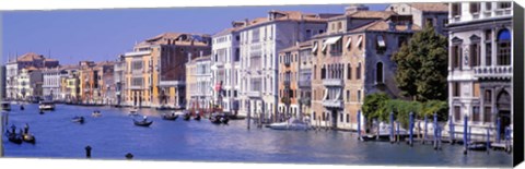 Framed Gondolas passing buildings along a canal, Grand Canal, Venice, Italy Print