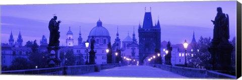 Framed Statues along a bridge, Charles Bridge, Prague, Czech Republic Print