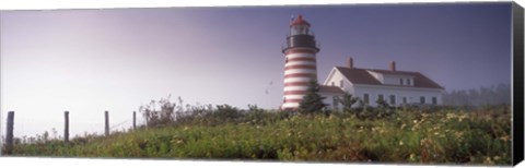 Framed Low angle view of a lighthouse, West Quoddy Head lighthouse, Lubec, Washington County, Maine, USA Print