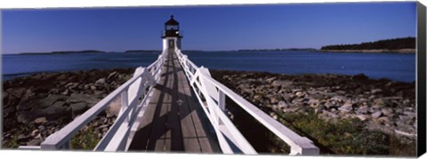 Framed Lighthouse on the coast, Marshall Point Lighthouse, built 1832, rebuilt 1858, Port Clyde, Maine, USA Print