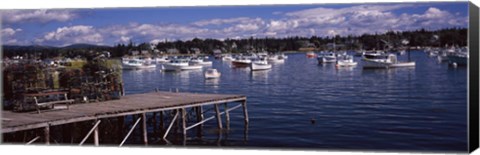 Framed Boats in the sea, Bass Harbor, Hancock County, Maine, USA Print