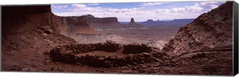 Framed Stone circle on an arid landscape, False Kiva, Canyonlands National Park, San Juan County, Utah, USA Print