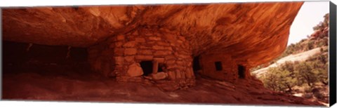 Framed Dwelling structures on a cliff, Anasazi Ruins, Mule Canyon, Utah, USA Print