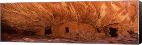 Framed House Of Fire in orange, Anasazi Ruins, Mule Canyon, Utah, USA Print